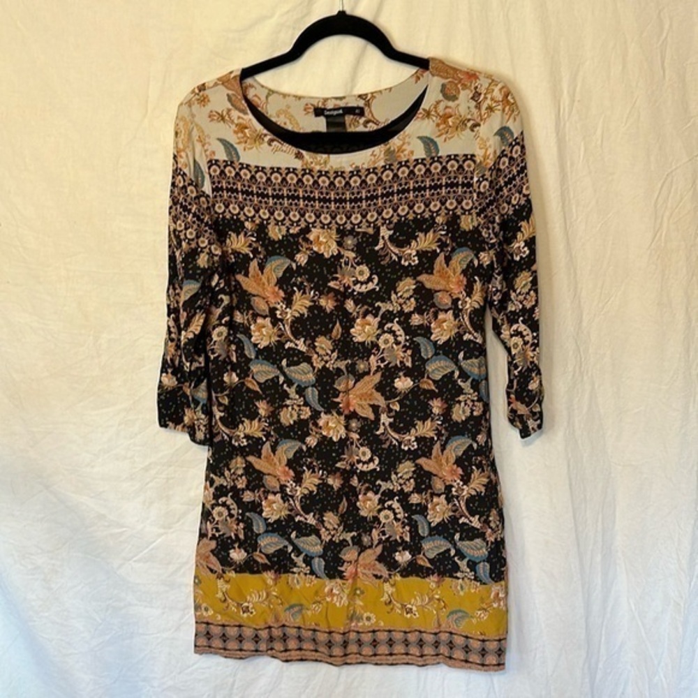 Desigual Paula Paisley shift Dress Tunic Size 40 Medium Autumn